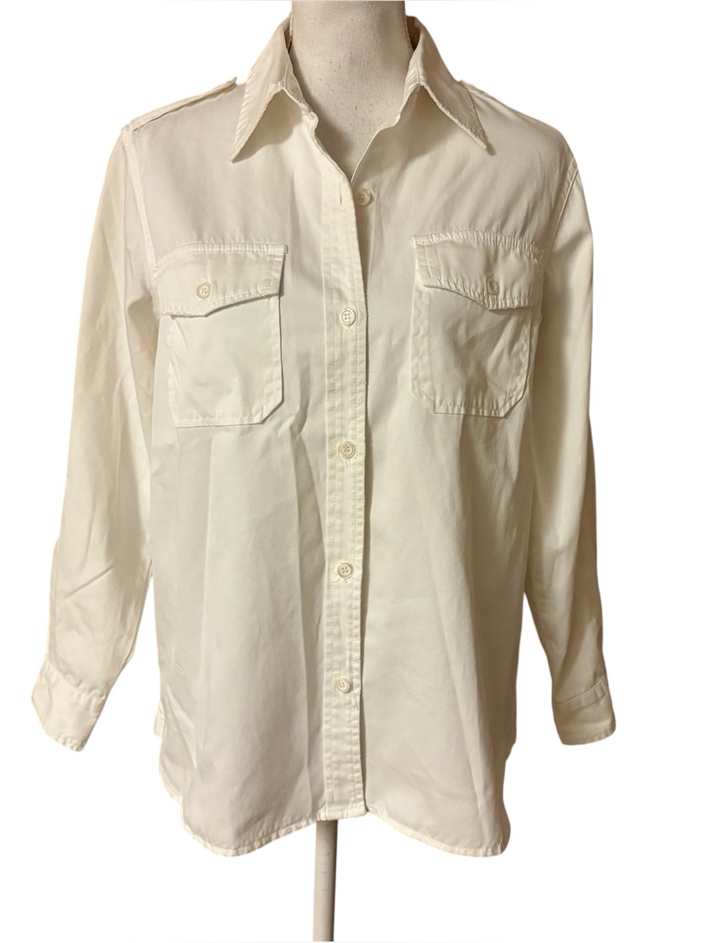 Current Elliott The Perfect Shirt White Cotton Utility Button Epaulettes Sz 3
